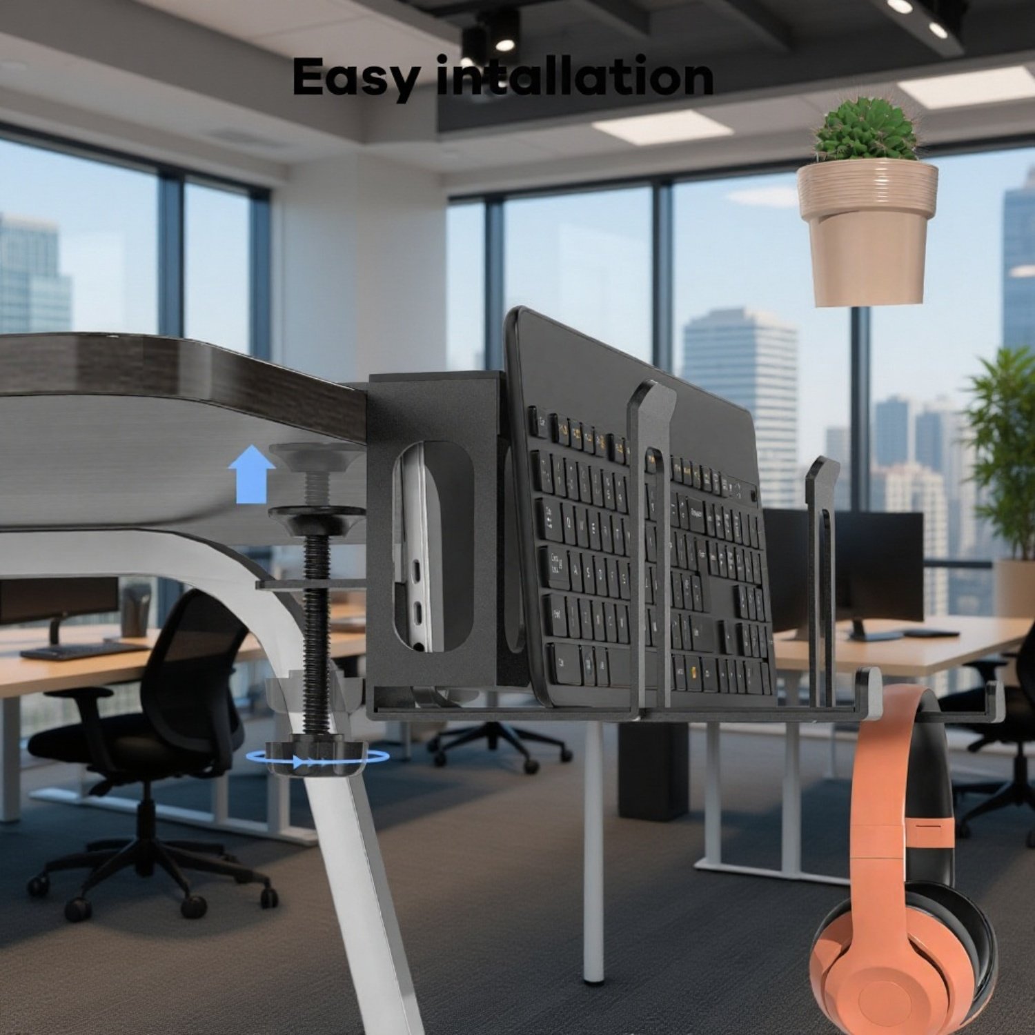 Organizador de escritorio con soporte para tablet y portátil