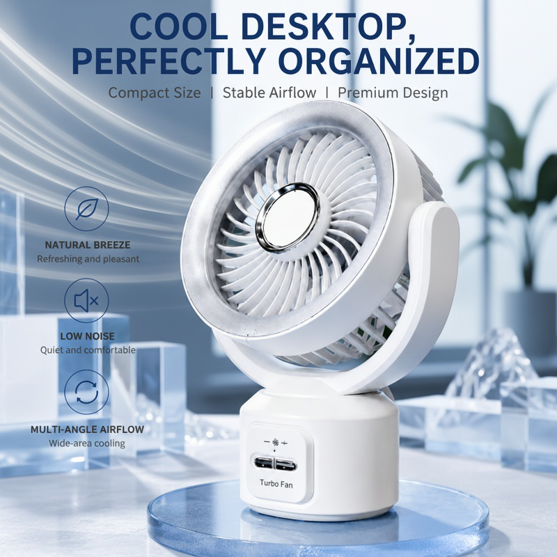 Ultra-Quiet USB Desktop Night Light Mini Fan