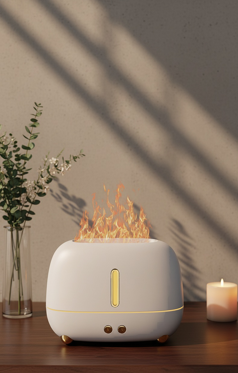 Diffuseur d'arômes à flamme colorée avec éclairage LED