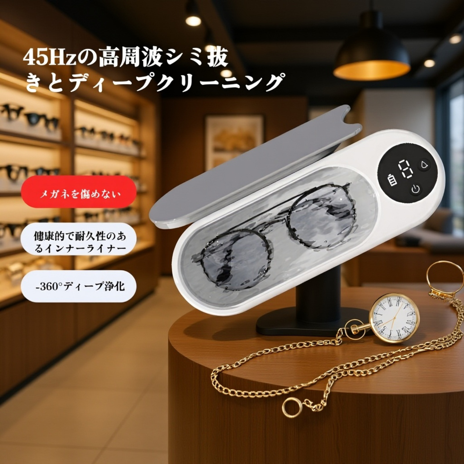 家庭用小型洗浄機 メガネ ジュエリー 時計洗浄機 洗浄機 化粧ブラシ 電動洗浄機