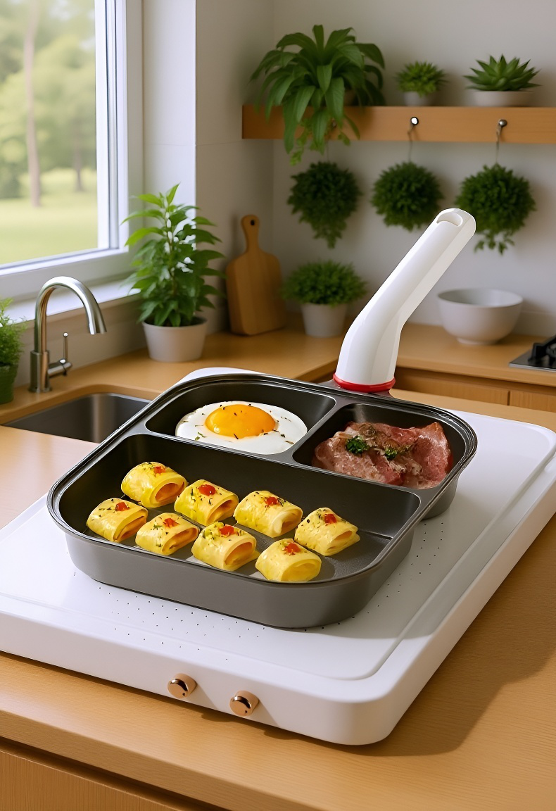 Sartén antiadherente de titanio con compartimentos