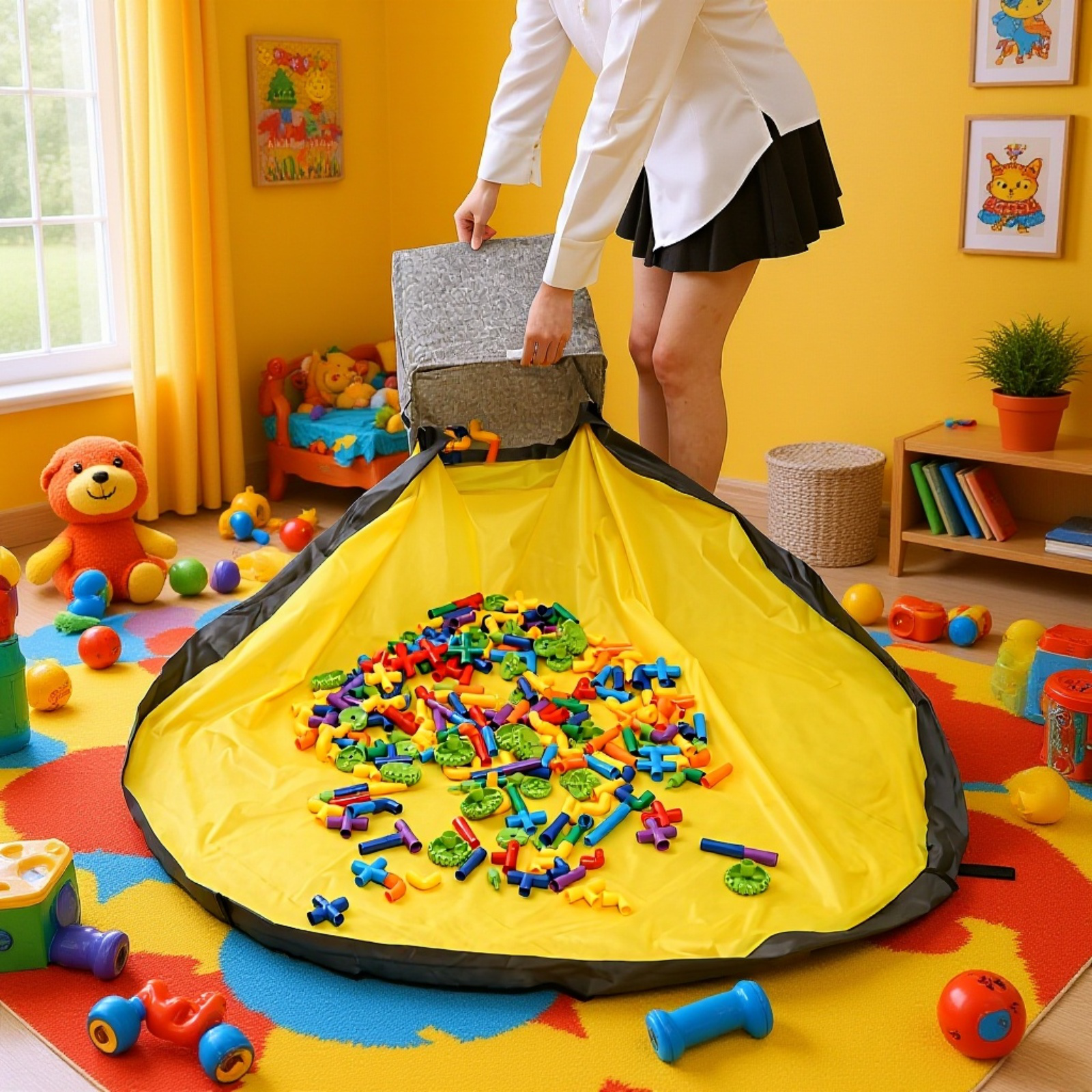 おもちゃ収納ボックス＋プレイマット折りたたみ式 おもちゃ収納バッグ