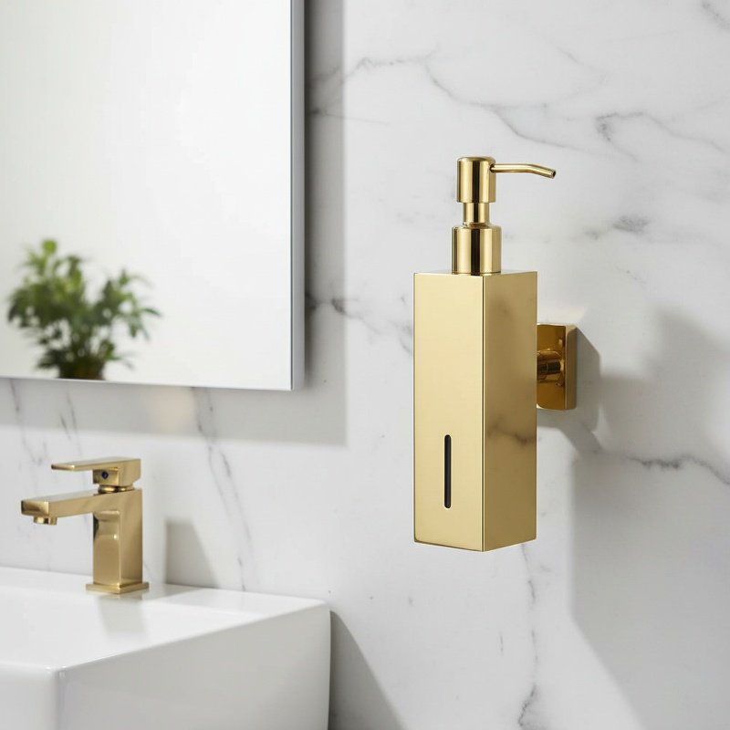 Distributeur de savon mural en acier inoxydable pour salle de bain