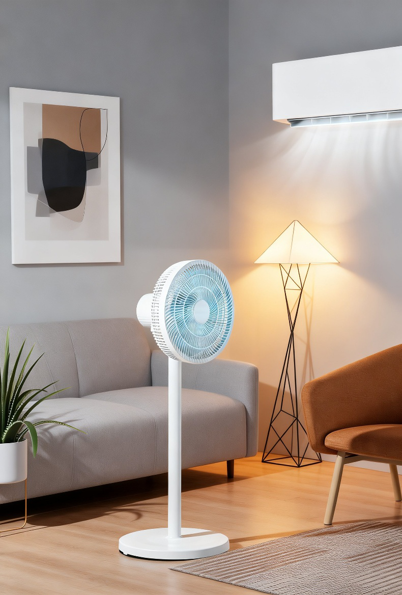 Space-saving compact floor fan