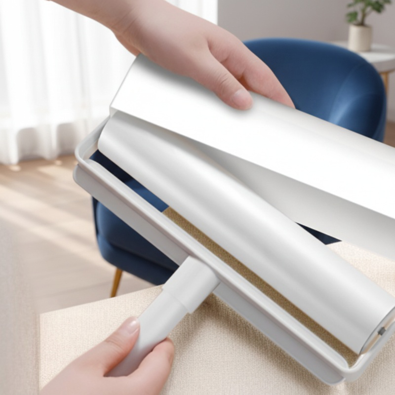 Long Handle Lint Roller Household Cleaning Tool for Bed and Floor with Tearable Paper