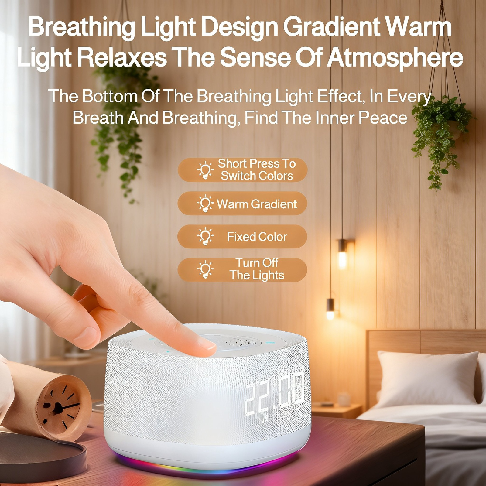 White Noise Bluetooth Speaker Sleep Aid Bedside Stress Relief Wireless Mini Speaker