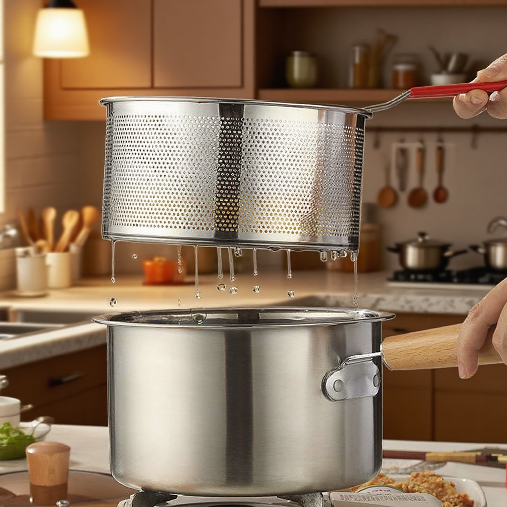 가정용 작은젖냄비 스텐 무코팅 후라이팬 아기 이유식 튀김바구니 작은젖냄비