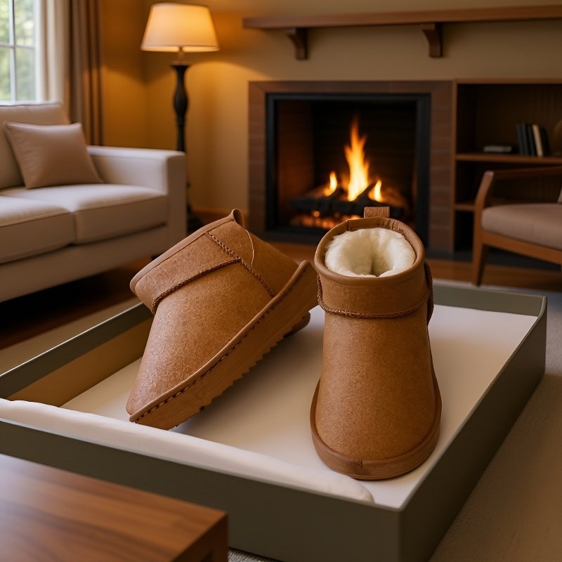 여성 북동부 앵클 부츠 융털 도톰 워커 플랫 스노우 슈즈