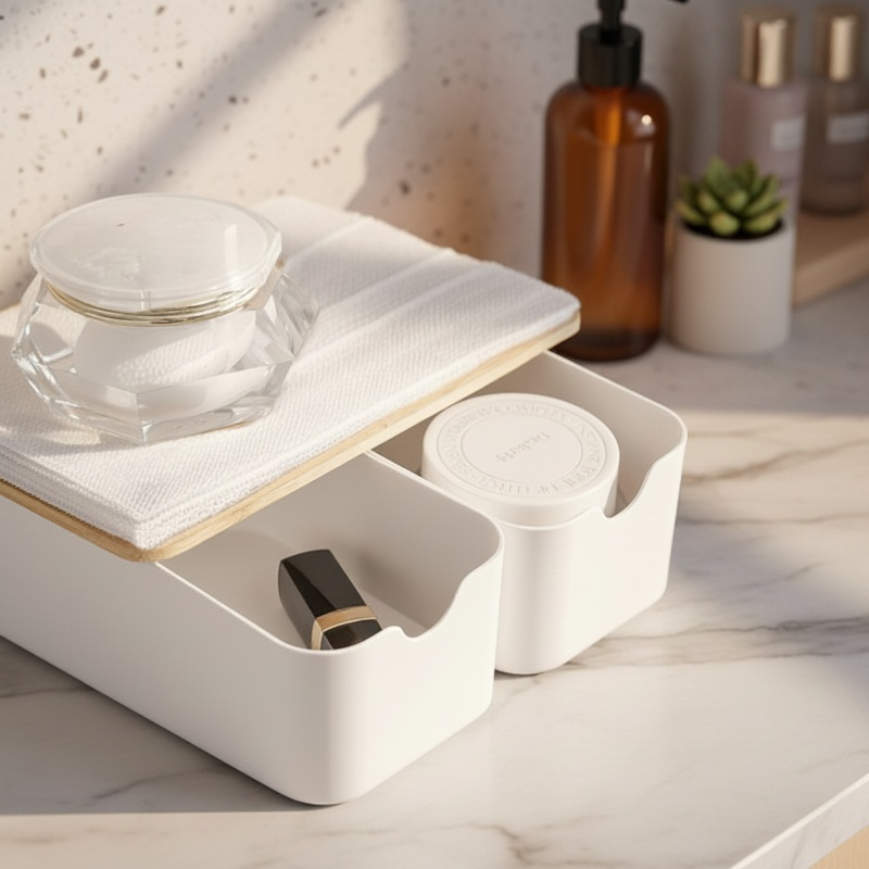 Bamboo Fiber Desktop Organizer Drawer