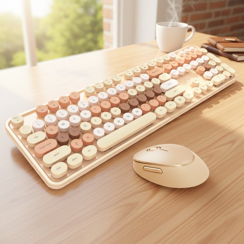 Fashionable wireless keyboard with lipstick color scheme