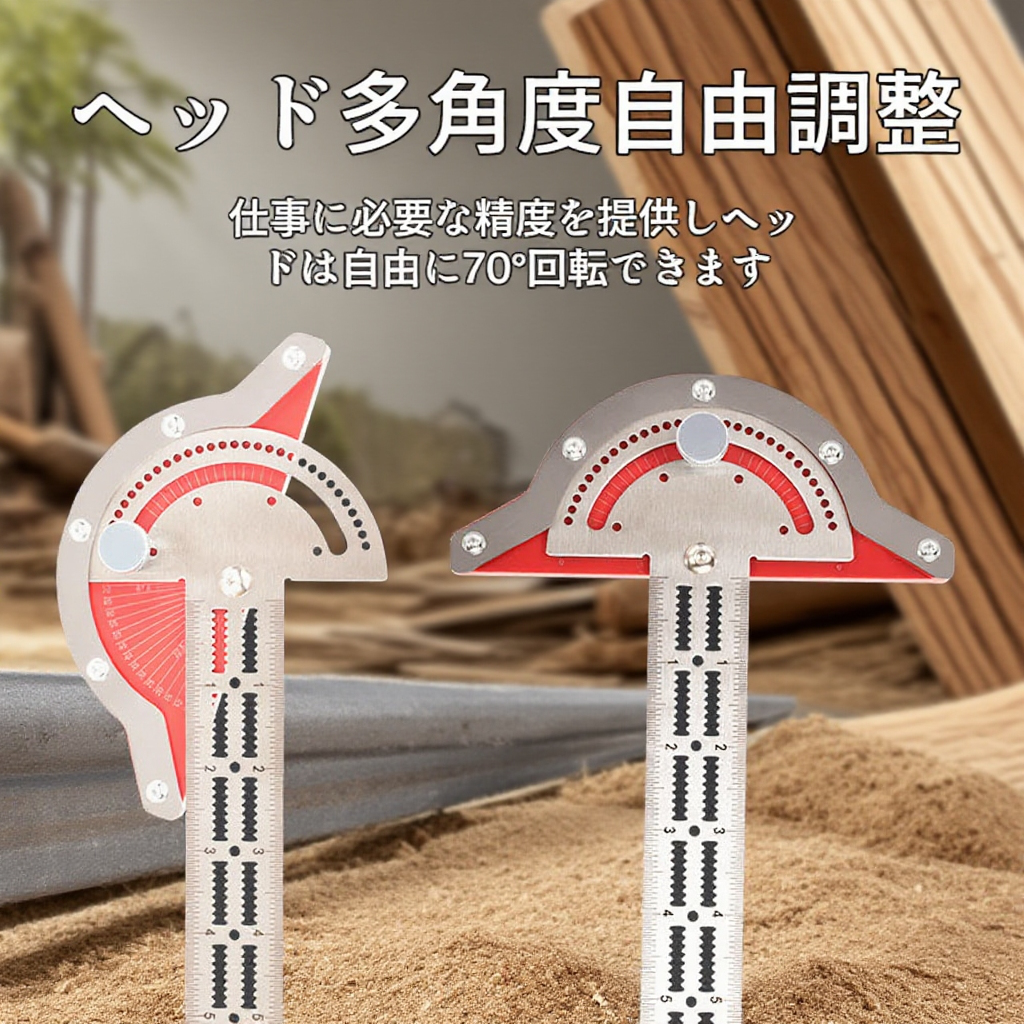 耐久性の高いメタル製角度定規