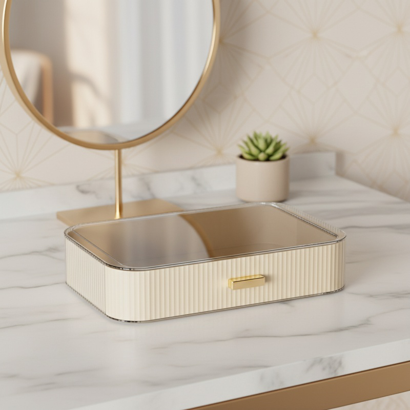 Acrylic Cosmetics Organizer with Drawers Desktop Skincare Shelf