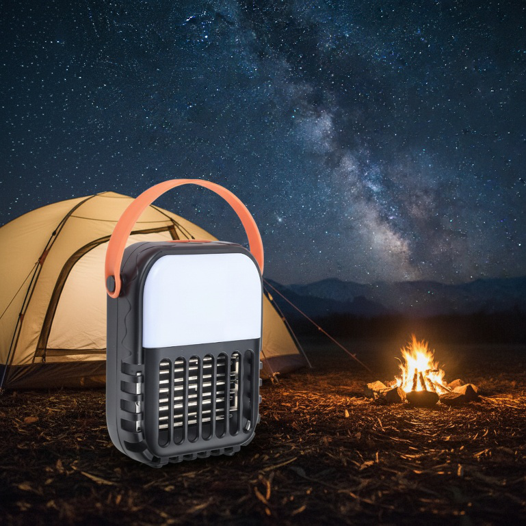 Outdoor solar mosquito repellent lamp in garden setting