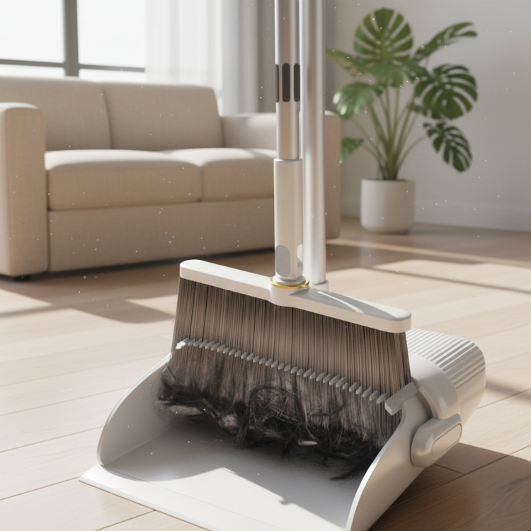 Multi-Functional Long Handle Soft Bristle Broom and Dustpan Set
