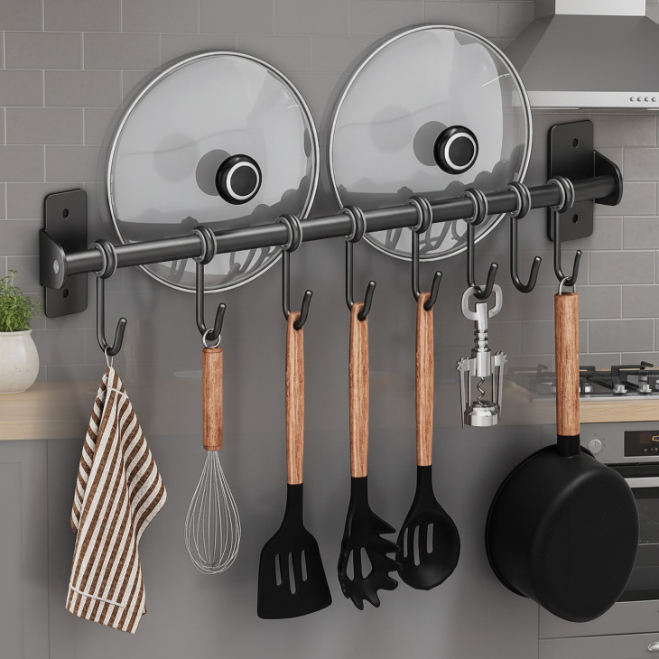 No-drill Wall Hooks Multi-functional Kitchen and Bathroom Storage Rack