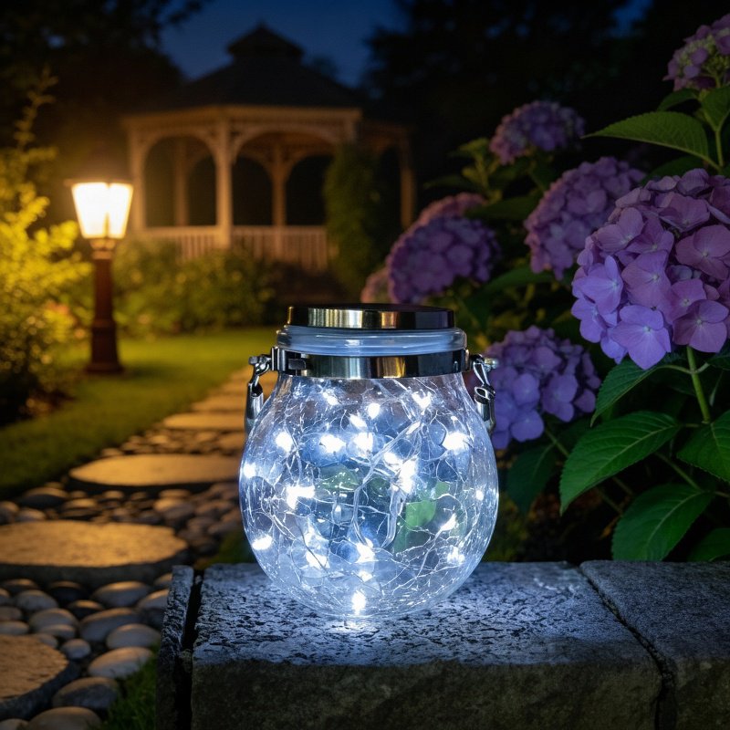 Lámpara decorativa solar en forma de botella para jardín de noche