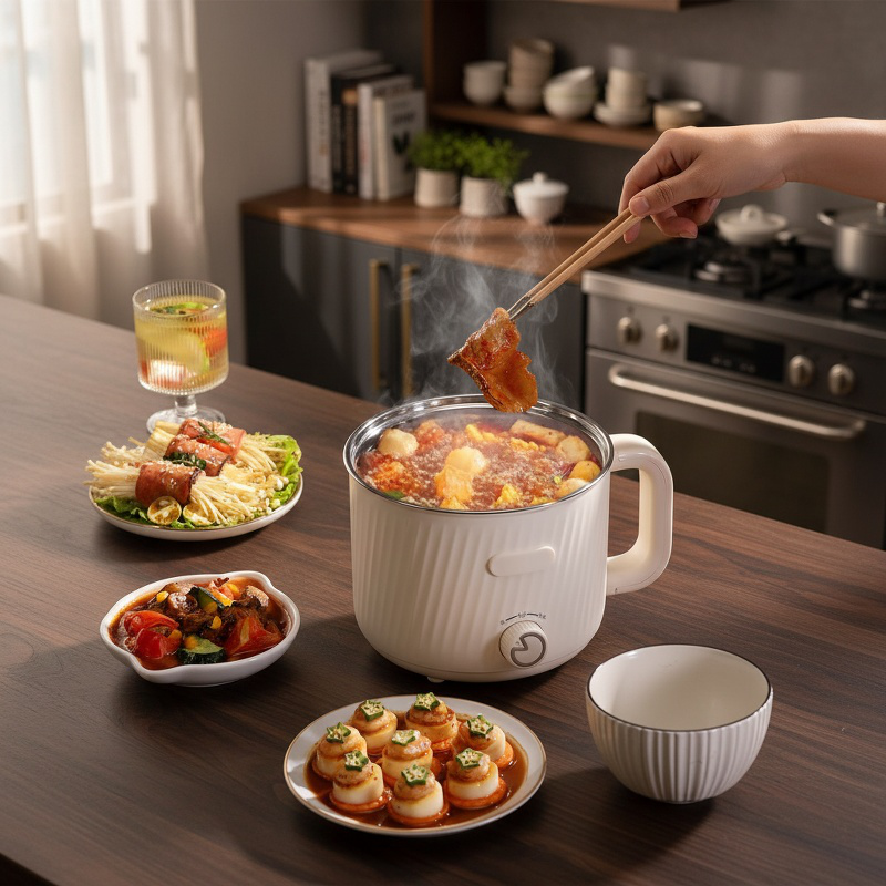 Mini hot pot électrique en acier inoxydable pour dortoir