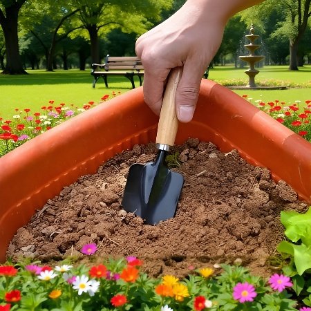 Rozsdamentes acél kompakt kerti szerszámkészlet ergonomikus fa nyéllel