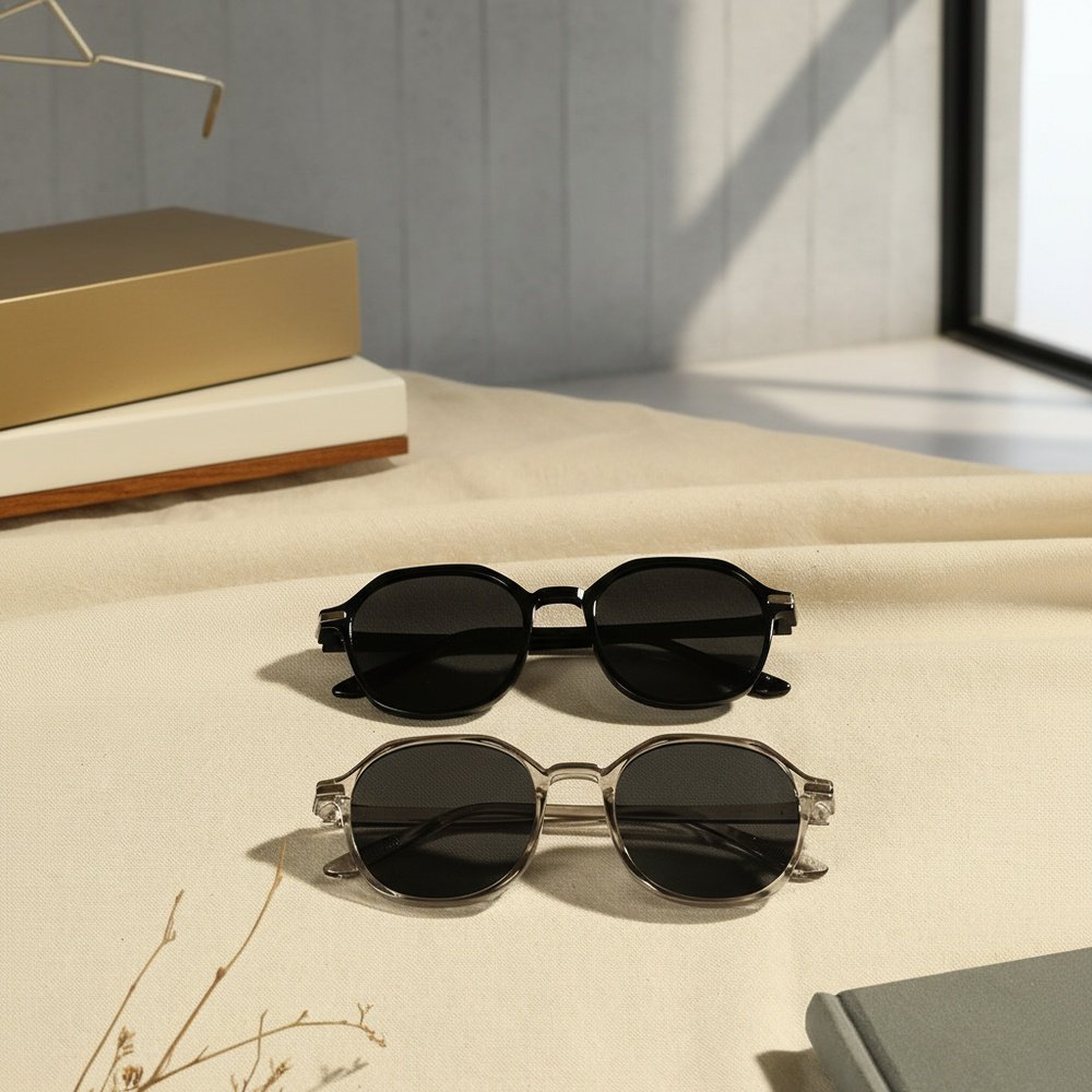 Gafas de sol redondas con tachuelas para mujer, versátiles y a la moda