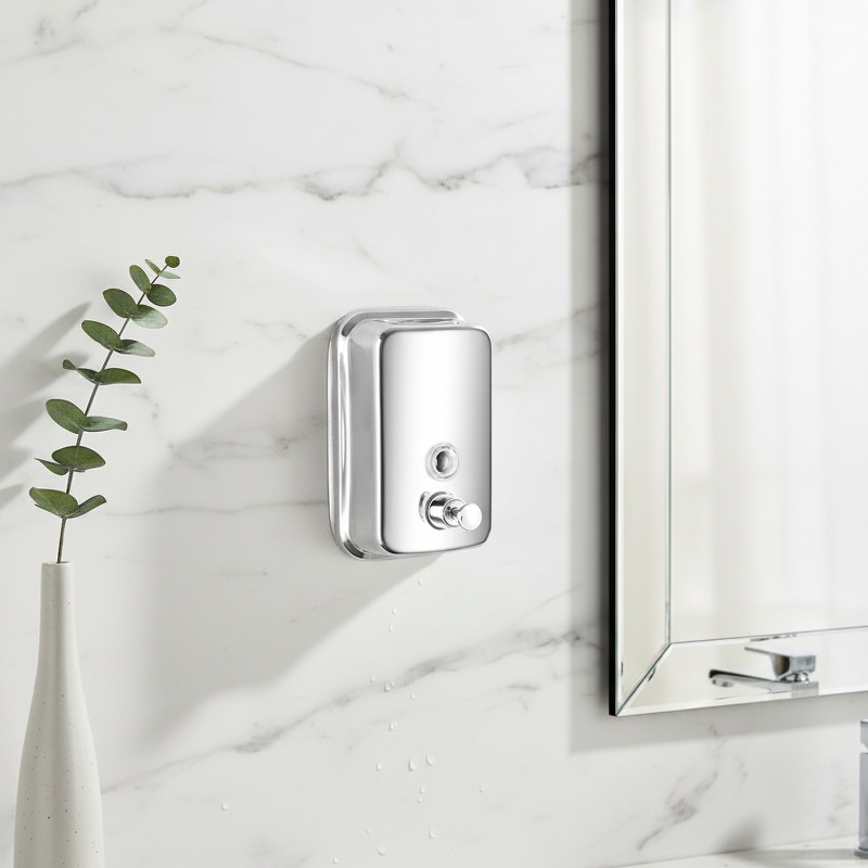 Distributeur de savon manuel fixé au mur