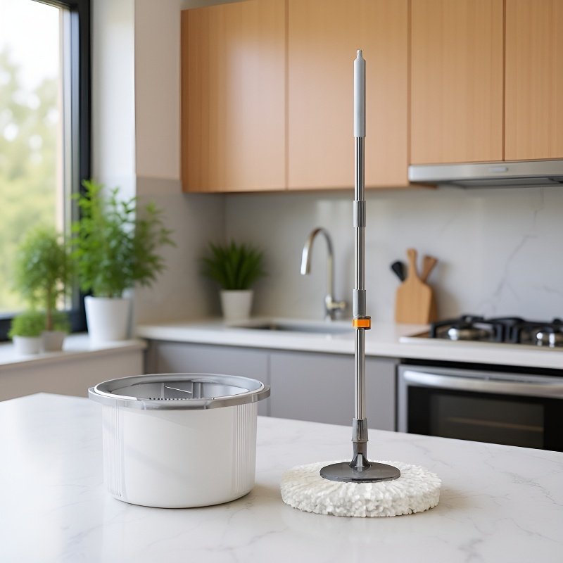 Mopa de doble uso, seca y húmeda, giratoria para limpieza doméstica