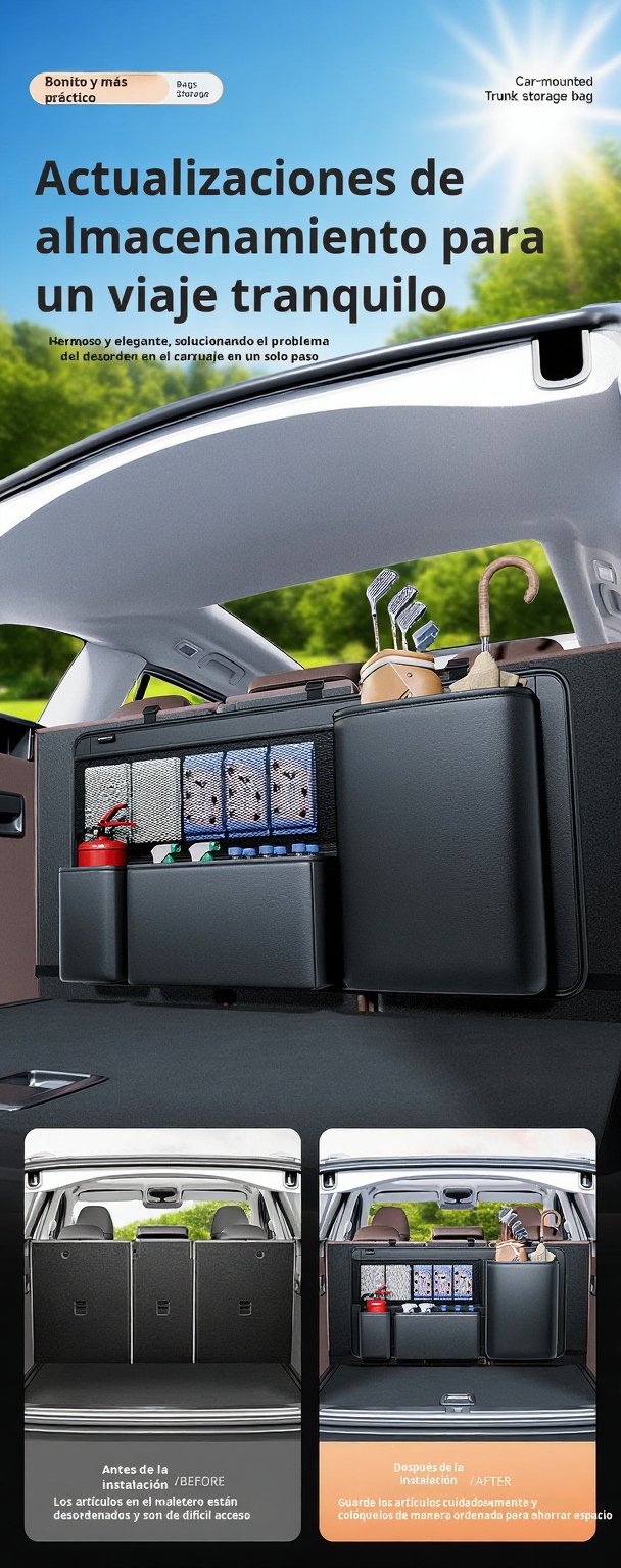 Organizador de maletero para coche con gran capacidad de almacenamiento