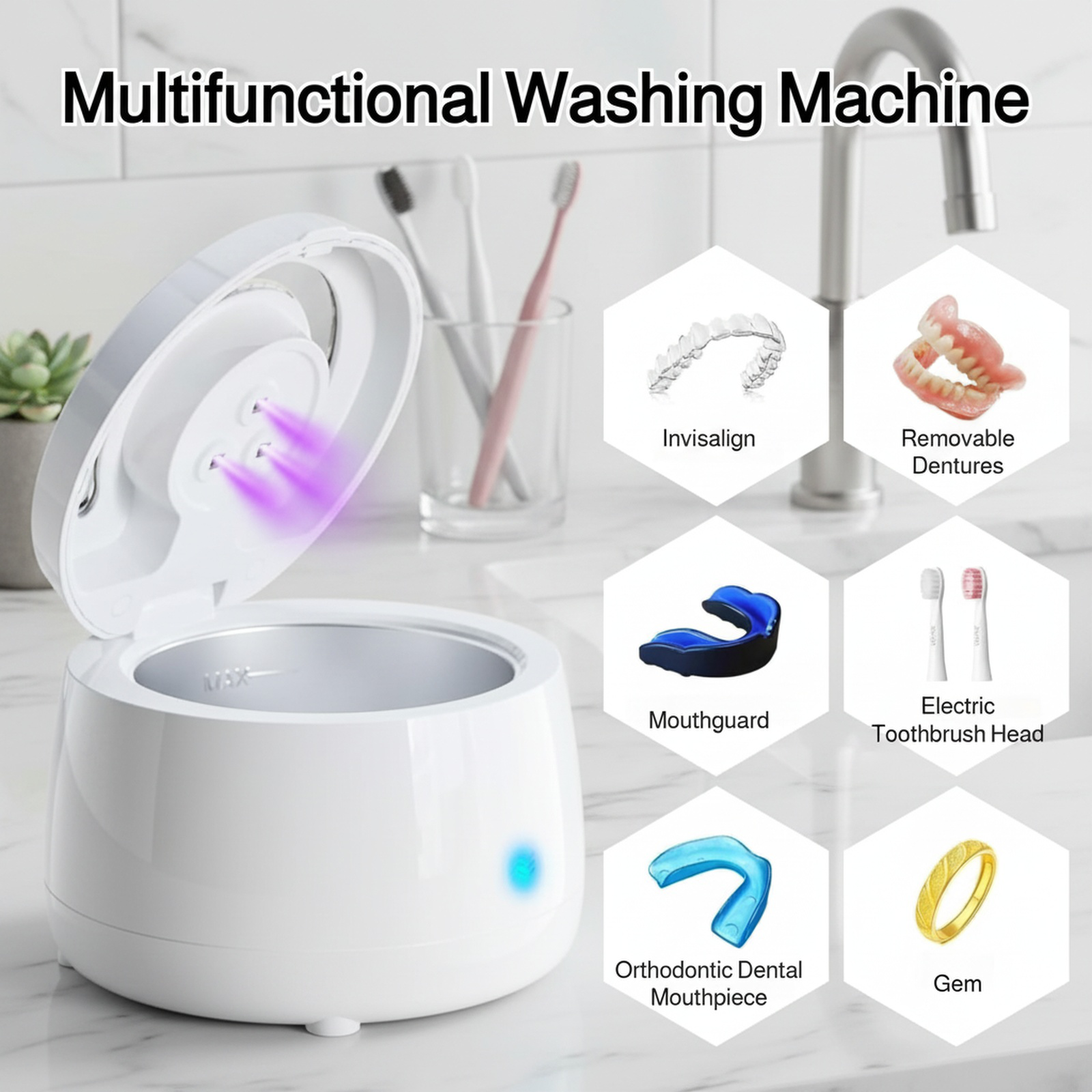 Multi-Functional UV Ultrasonic Cleaner for Glasses, Braces, Jewelry