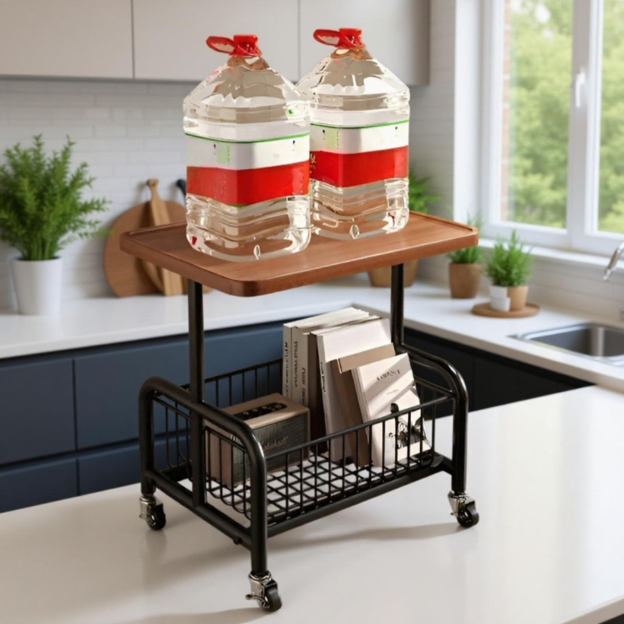 Domácí pojízdný regál na školní tašky, studentský psací stůl a knihovna na kolečkách