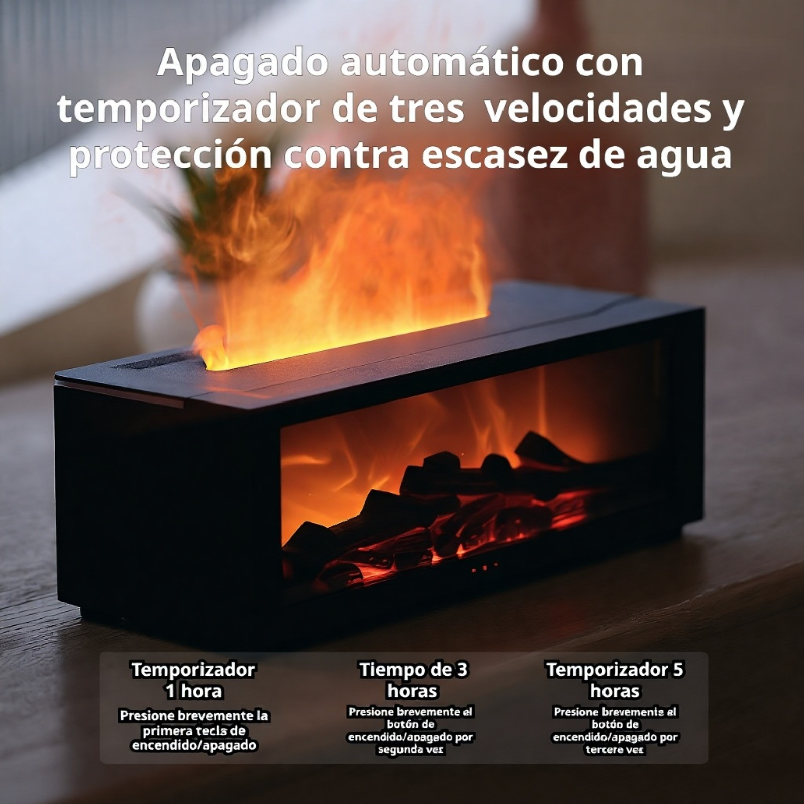Humidificador con función de aromaterapia y simulación de fuego