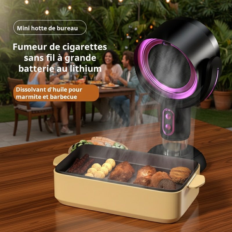 Nouveau mini hotte de bureau portable grande aspiration sans poinçon marmite barbecue camping compag