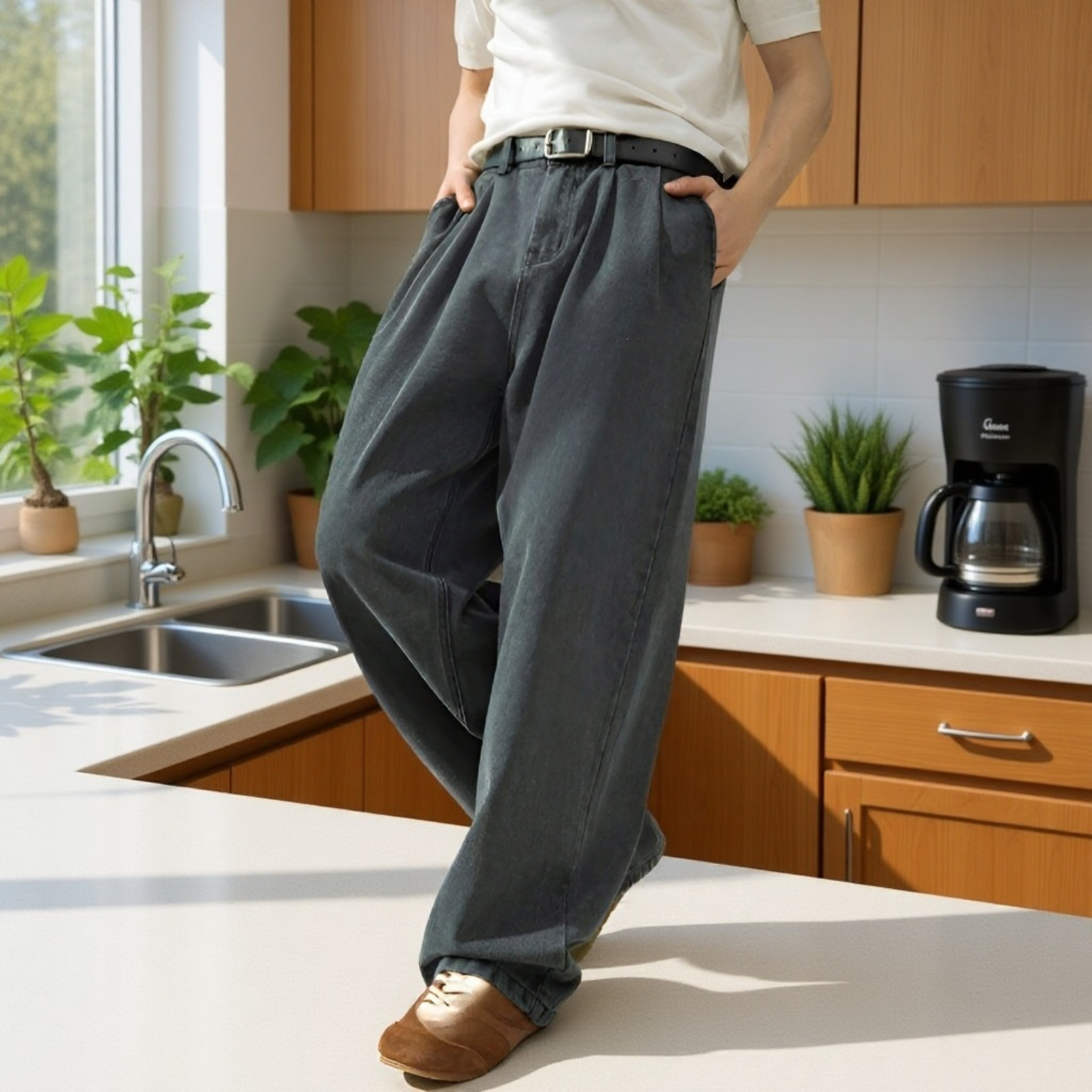 ヴィンテージウォッシュ メンズ ジーンズ 春新作 大きいサイズ ゆったりストレートパンツ