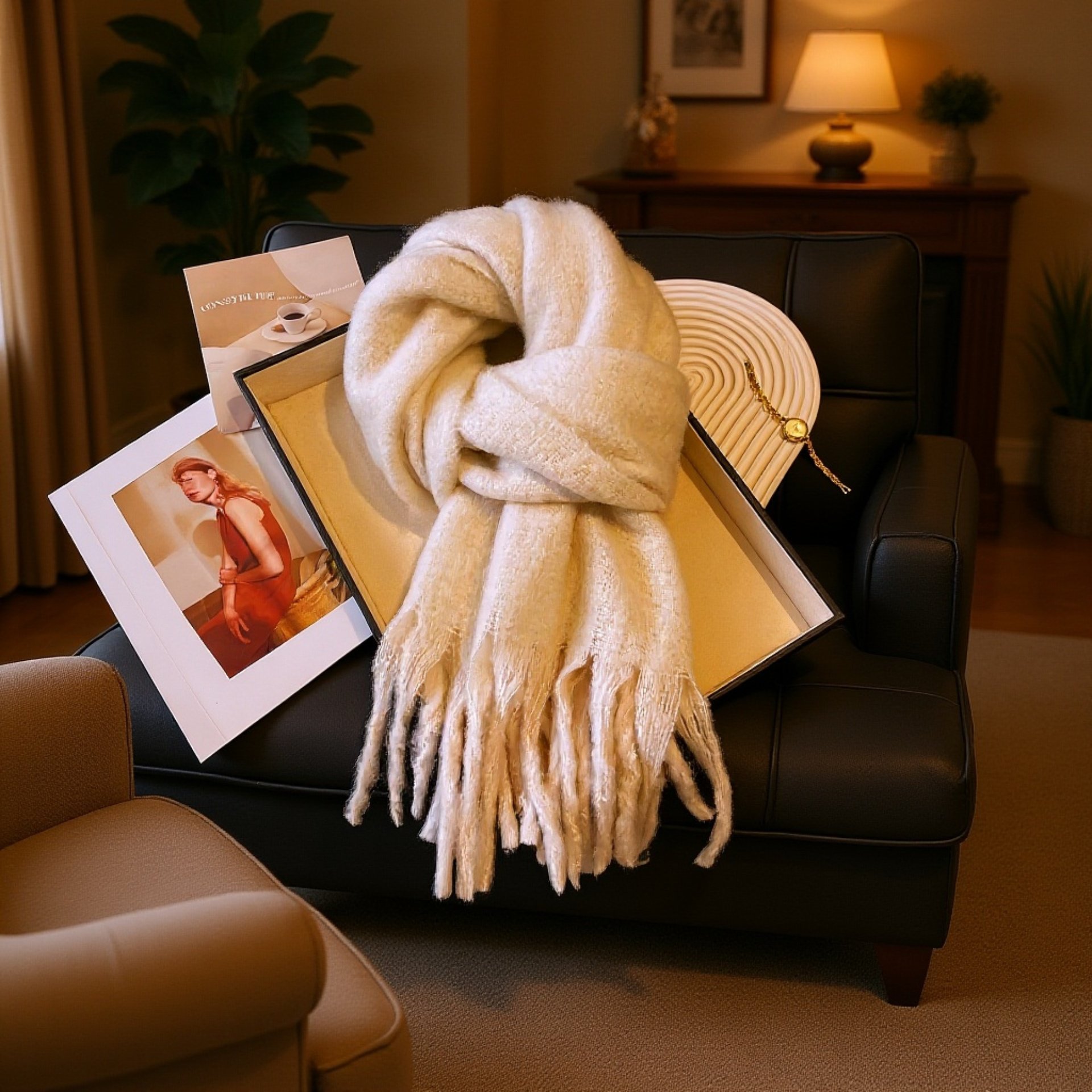  Podzimní a zimní dámská kostkovaná šála, korejský styl, zahuštěná, teplá pletená šála