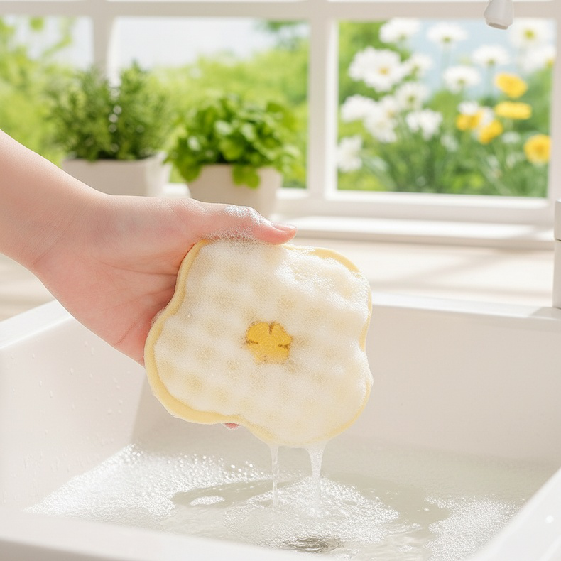 Lingette de cuisine double face avec ventouses pour nettoyage