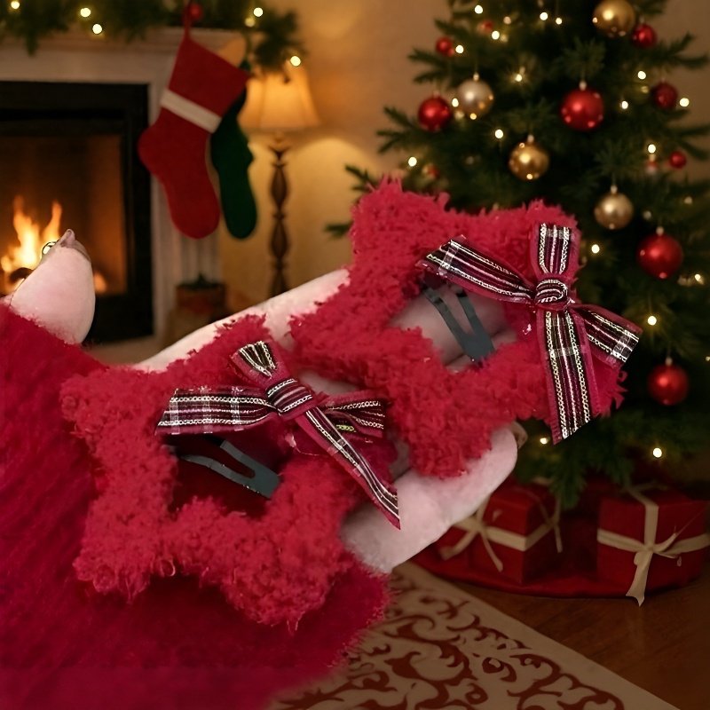 리본 앞머리와 별 장식 헤어 클립