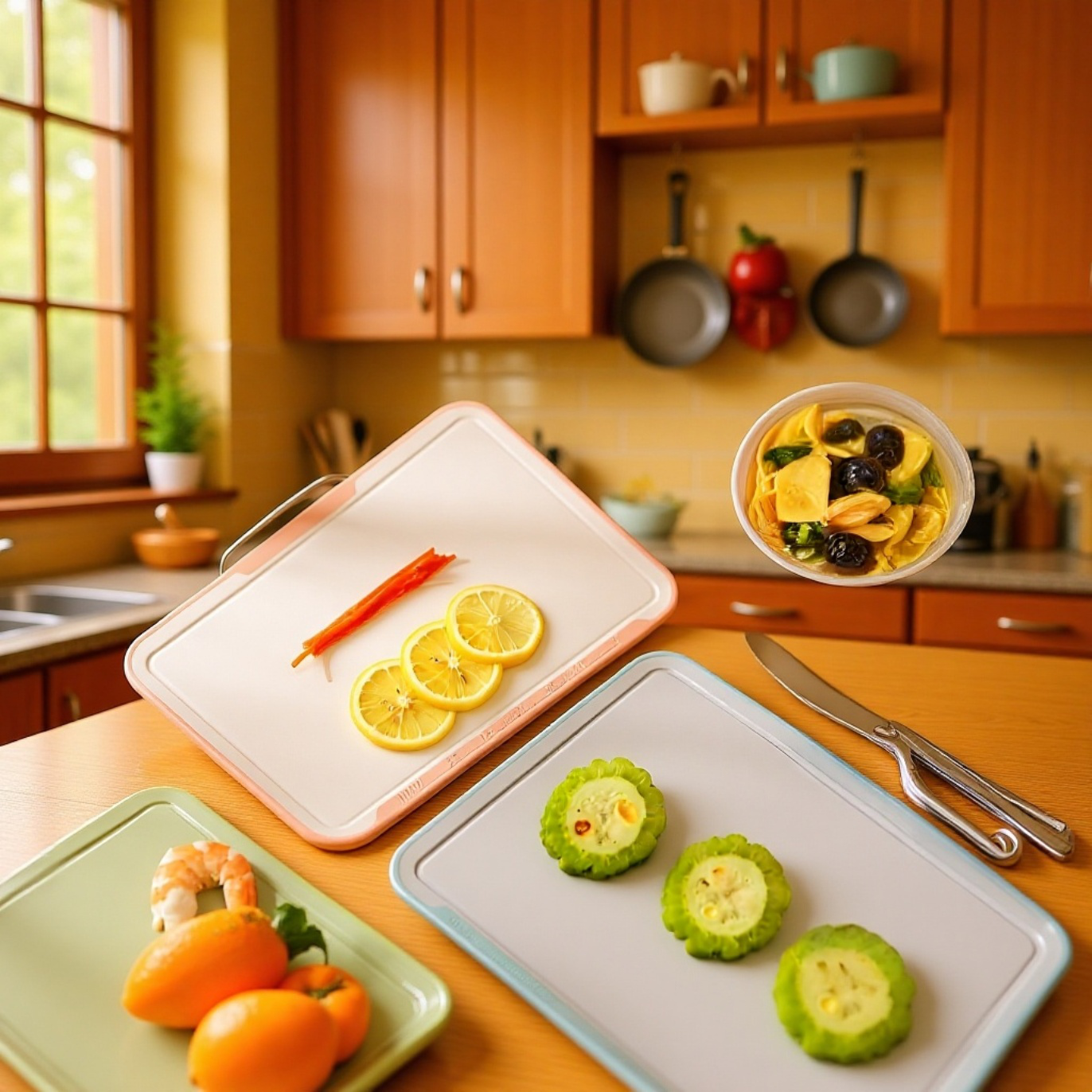 주방에서 사용하는 도마 세트