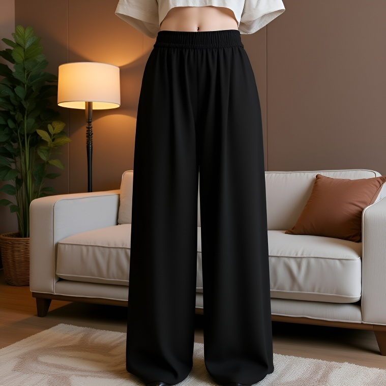 クリームムースヤマモト パンツ レディース 夏 カジュアル 多用途 ドレープ クリーム パンツ テクスチャード レイジー アイスシルク ワイドレッグパンツ