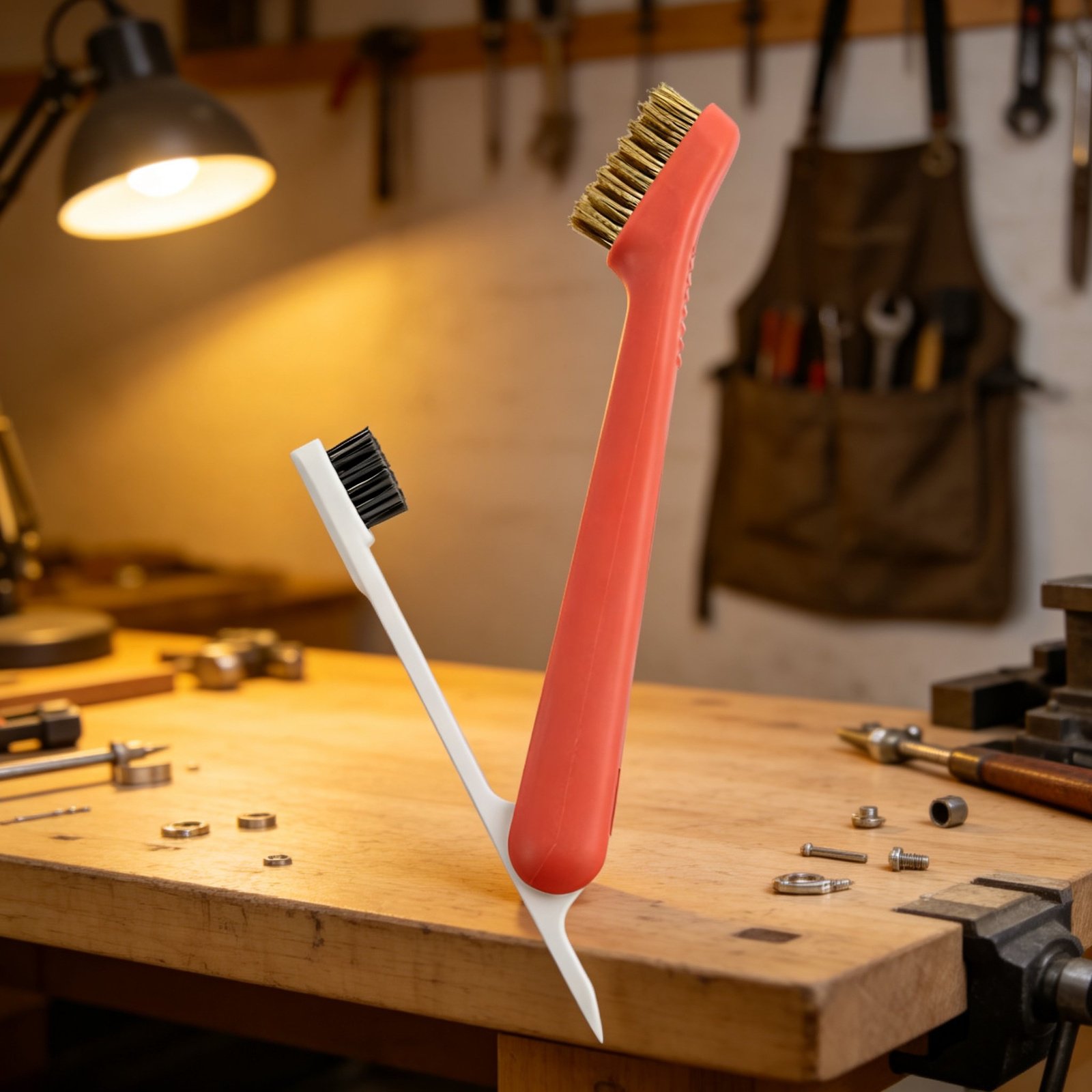 Cepillo colgante especial limpiando grasa en esquina de cocina