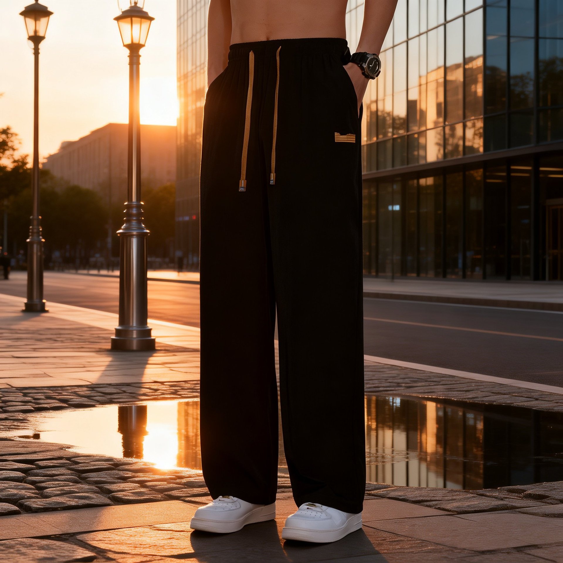 メンズ アイスシルク ストレートレッグパンツ 夏