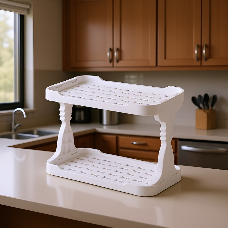 Estante organizador de oficina de alta gama de doble capa, estante de drenaje para baño