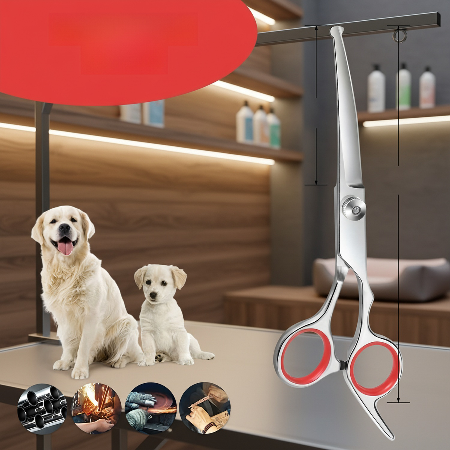 Sichere Haustier-Schere mit runder Spitze – ideal für das Fellstyling Ihres Lieblings