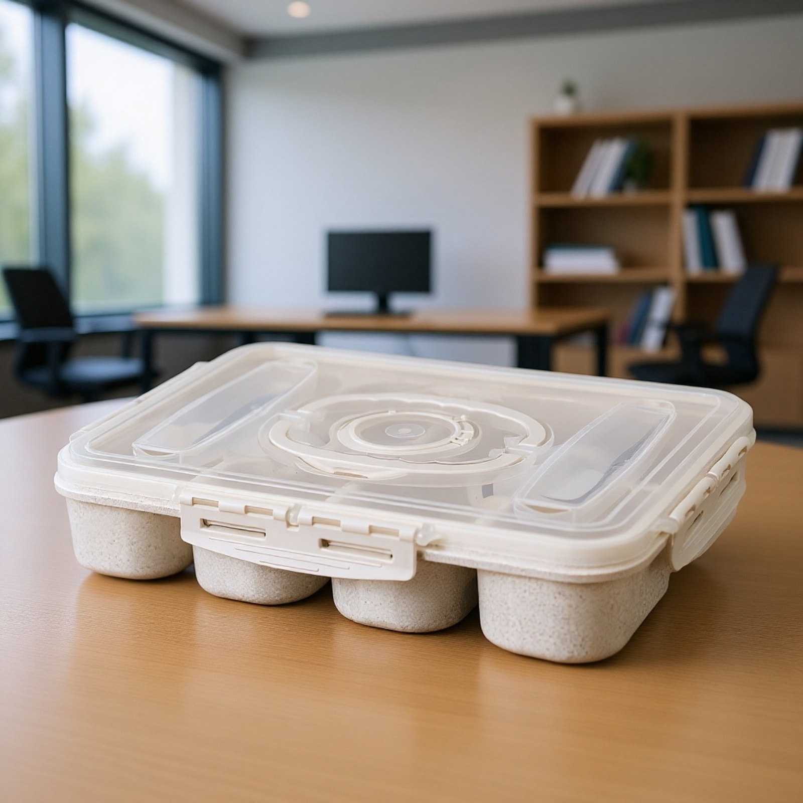 ポータブルマルチコンパートメントランチボックスオリジナルスナックボックスコンテナ分割防臭フルーツスナック収納ボックス