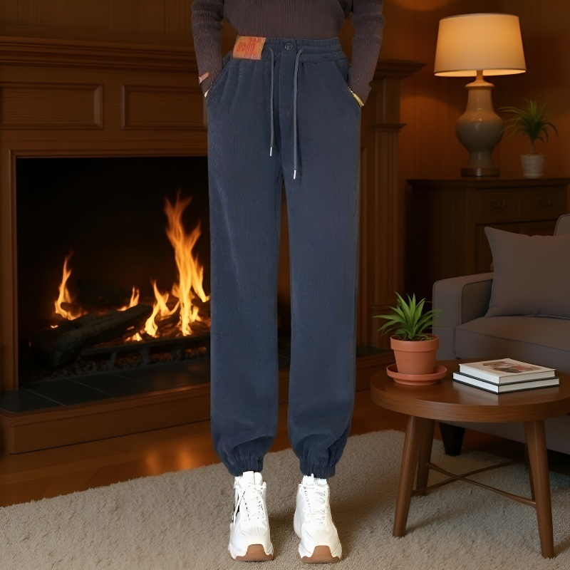 여성 봄 하이웨스트 캐주얼 코듀로이 팬츠 착용 이미지