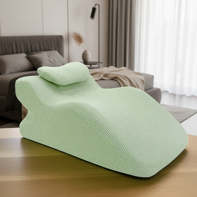 Memory foam prone sleeping backrest pillow on bed