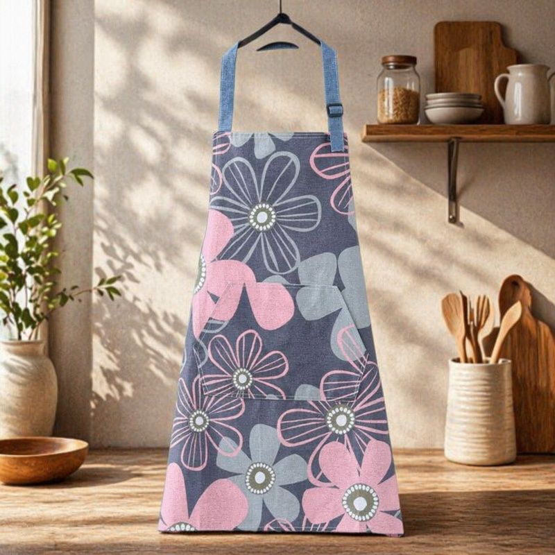 Delantal doméstico de lona de algodón con diseño de girasol para cocina