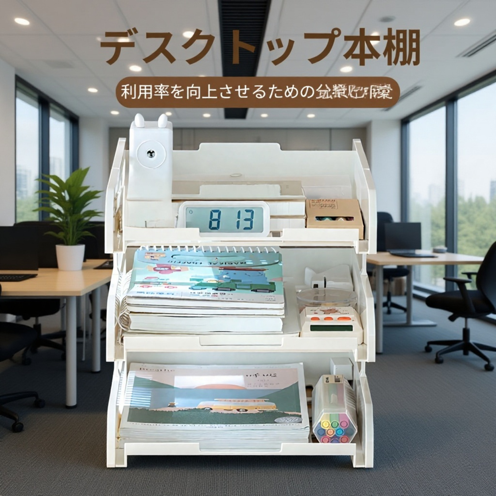 デスクトップ多層仕切りファイル収納ラック