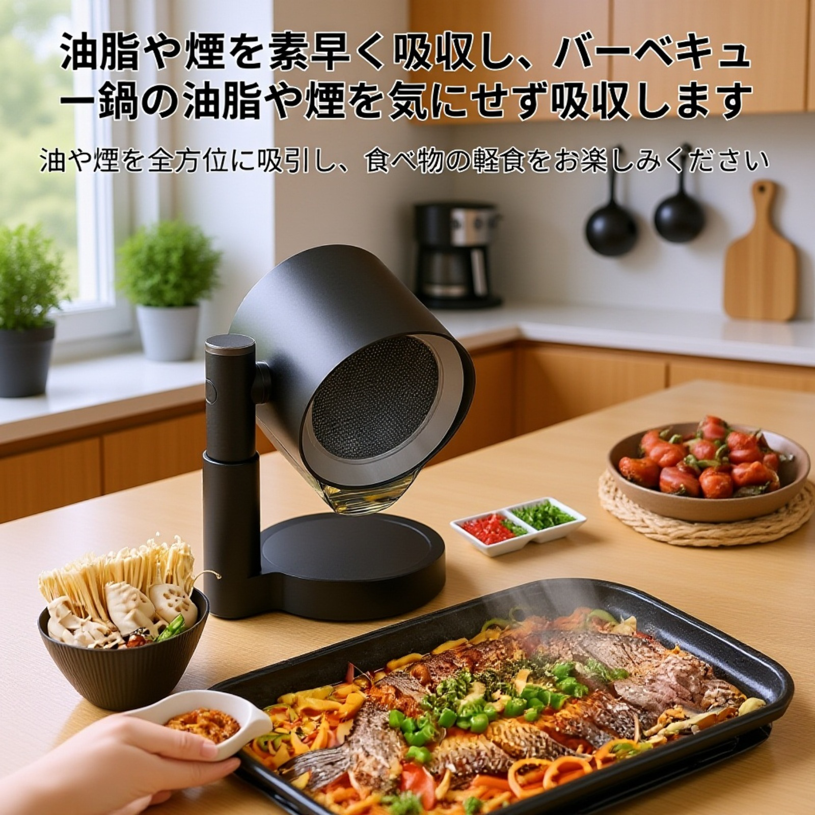 家庭用小型卓上レンジフード本体の正面画像