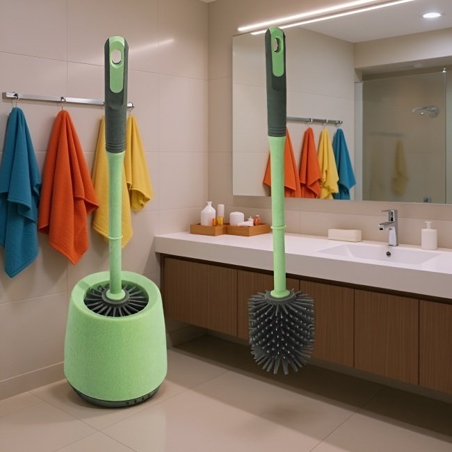 신형 부드러운 욕실 청소 가정용 플라스틱 변기솔 내구성 TPR 실리콘 변기솔 거치대 포함