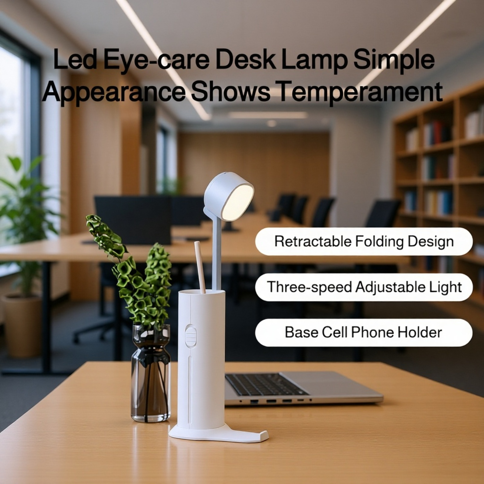 Dual-use rechargeable and plug-in LED night light on bedside table