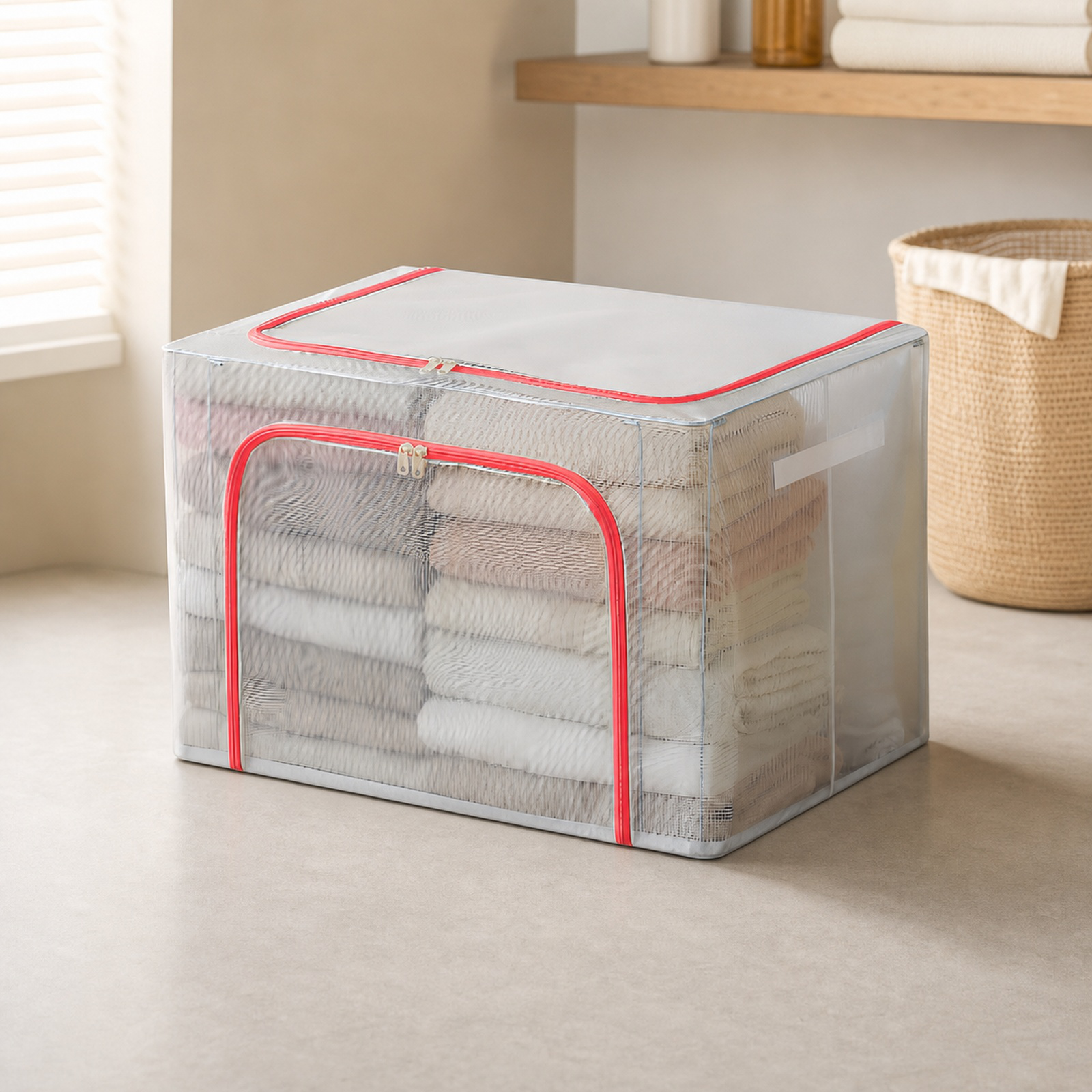 Extra Thick Transparent Storage Box for Clothes, Foldable Flip-Top, Large Capacity