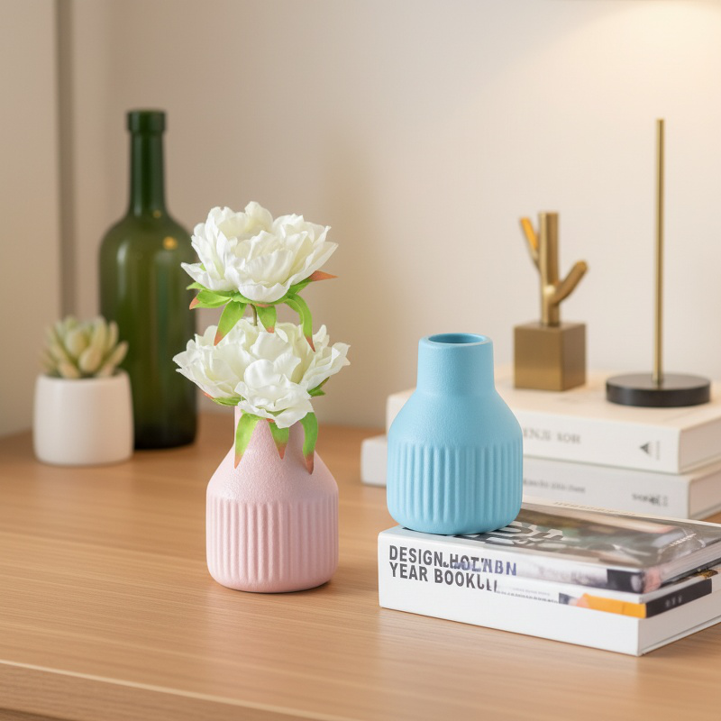 Minimalist Matte Ceramic Vase Decoration (Black White Orange Wine Red)